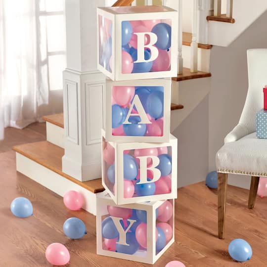 Pop Up Baby Blocks With 5&#x22; Balloons
